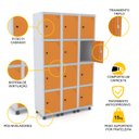 Ver imagem 3 de ROUPEIRO DE AÇO 3M 12 PORTAS PITÃO PANDIN - CINZA/LARANJA GRP 503/12 DI