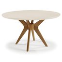 Ver imagem 1 de Mesa de Jantar Redonda Madeira com Vidro Orion - Off White/imbuia:150cm