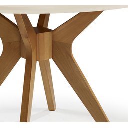 Mesa de Jantar Redonda Madeira com Vidro Orion - Off White/imbuia:150cm - 3