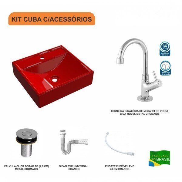 Kit Cuba Q39 com Torneira 1198 Metal e Válvula Click 1"B + Sifão PVC e Flexível Compace - 3
