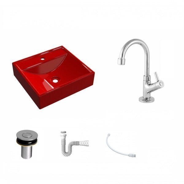 Kit Cuba Q39 com Torneira 1198 Metal e Válvula Click 1"B + Sifão PVC e Flexível Compace - 2