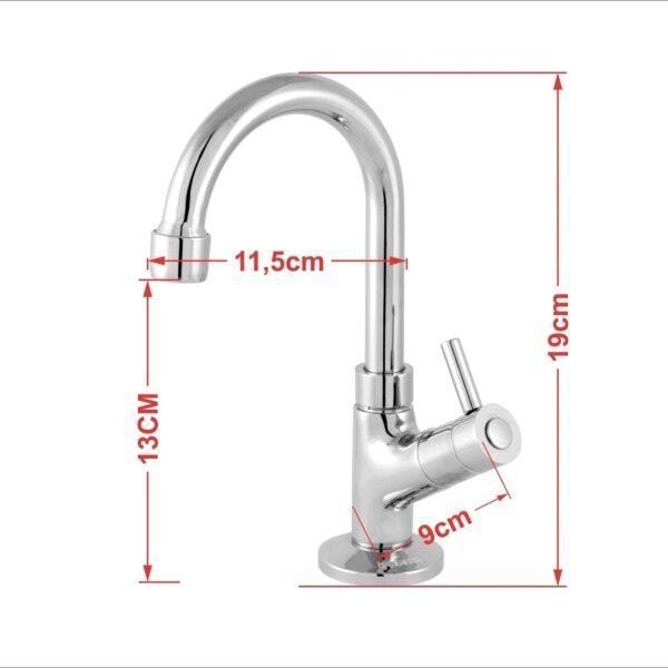 Kit Cuba Q39 com Torneira 1198 Metal e Válvula Click 1''B e Sifão Cromado e Flexível Compace - 9