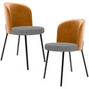 Ver imagem 1 de Kit 2 Cadeiras Sala de Jantar Estofada Gavi L02 Couríssimo Whisky Pied Poule - Lyam Decor