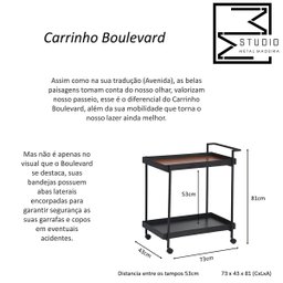 Carrinho Bar Cha Churrasco Adega Gourmet Aparador Industrial Boulevard - Preto - 7