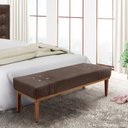 Ver imagem 5 de Recamier Decorativo 90cm Kors Veludo Pés de Madeira Marrom - Gran Belo