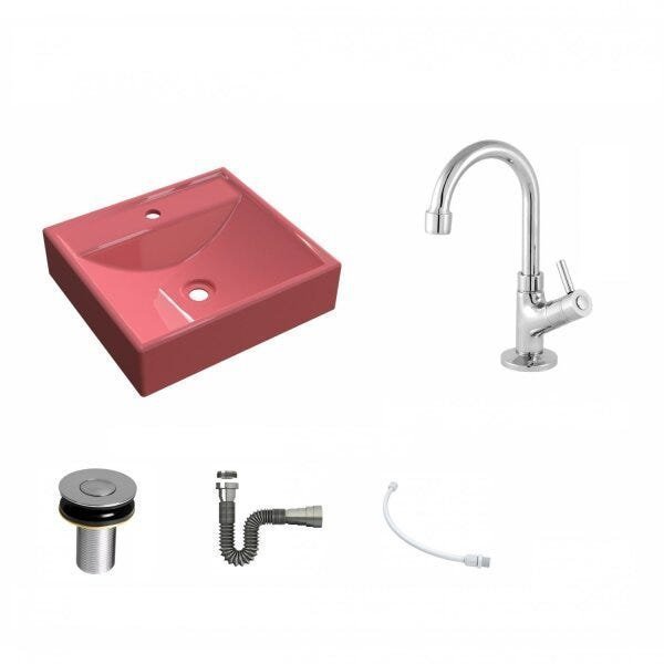 Kit Cuba Q39 com Torneira 1198 Metal e Válvula Click 1''B e Sifão Cromado e Flexível Compace - 2