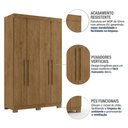 Ver imagem 4 de Guarda-Roupa Solteiro 4 Portas, 2 Gavetas e Pés Noronha Marrom/Cinamomo