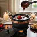 Ver imagem 3 de Kit Fondue Panela Pedra 800ml Suporte Giratório 06 Cumbucas