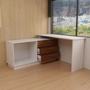 Ver imagem 6 de Penteadeira com Cômoda Mônaco 2 Portas 3 Gavetas Branco/Freijó - Panorama Móveis