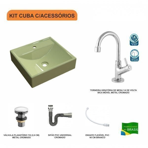 Kit Cuba Q39 com Torneira 1198 Metal e Válvula Click 1"G Sifão Cromado e Flexivel Compace - 3