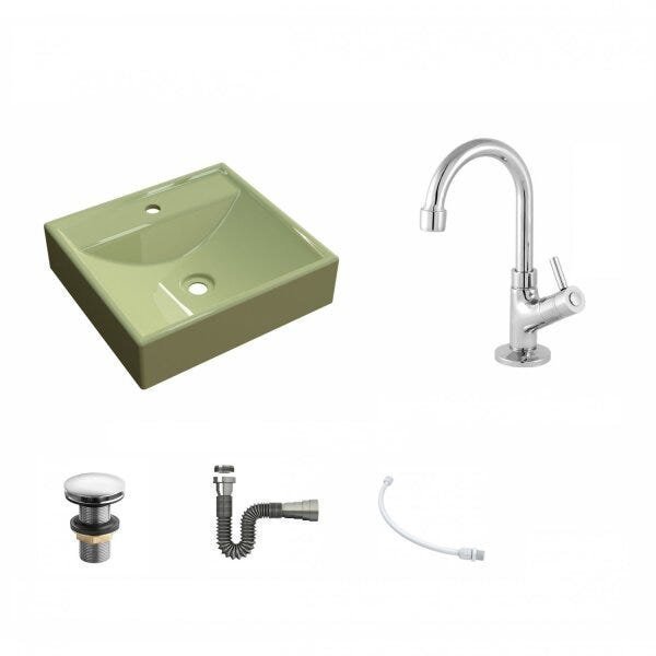 Kit Cuba Q39 com Torneira 1198 Metal e Válvula Click 1"G Sifão Cromado e Flexivel Compace - 2
