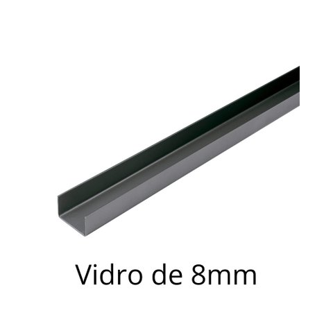 Perfil U Inox - Vidro de 08mm - Polido - 60cm