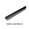 Perfil U Inox - Vidro de 08mm - Polido - 60cm - 1