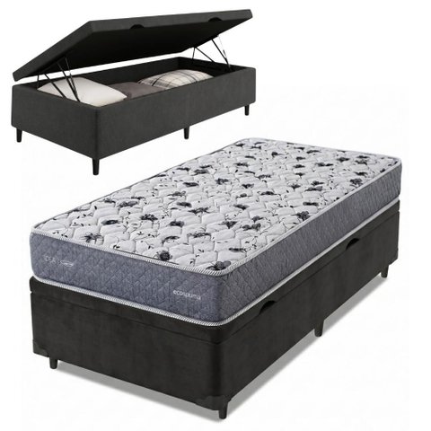 Cama Box Baú Solteiro Double Face AG65 Eclipse 88x188x61cm Herval - Suporta até 150kg