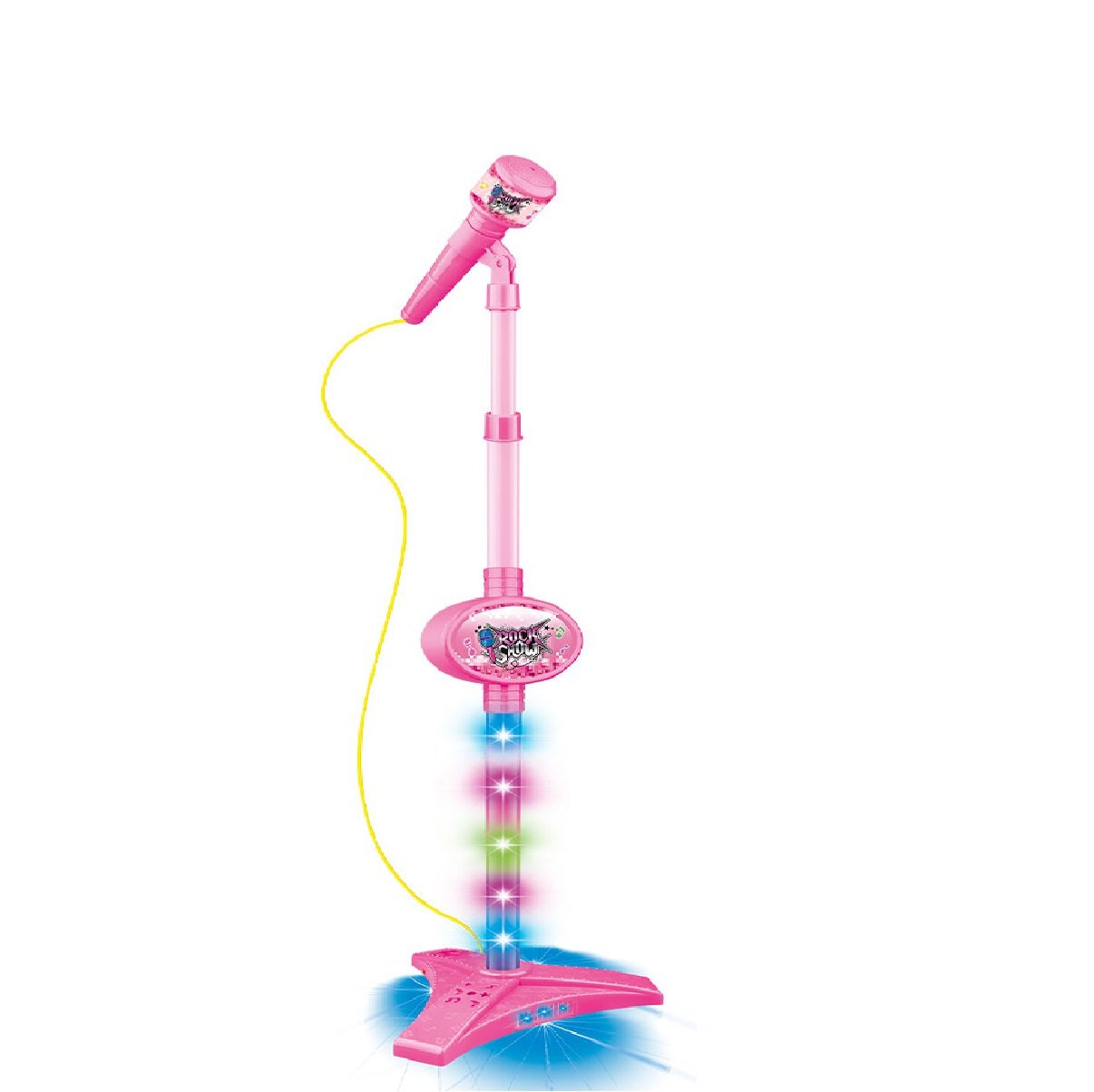 Brinquedo Microfone Pedestal Luzes Menina Rosa Infantil Show - 3