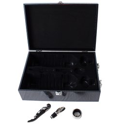 Maleta Porta Vinho Caixa Transporte para Duas Garrafas Modelo Fibra de Carbono - 5