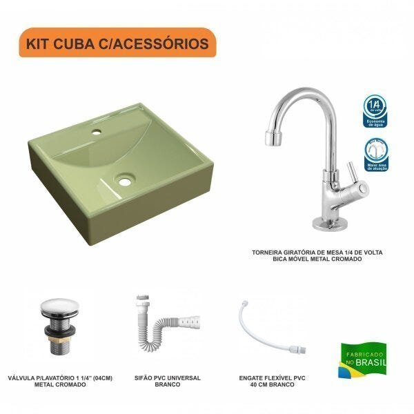 Kit Cuba Q39 com Torneira 1198 Metal e Válvula Click 1 1/2" Sifão PVC e Flexível Compace - 3