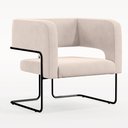 Ver imagem 1 de Poltrona Decorativa Scarlett D02 Base de Aço Preto Veludo Bege B-309 - Lyam Decor