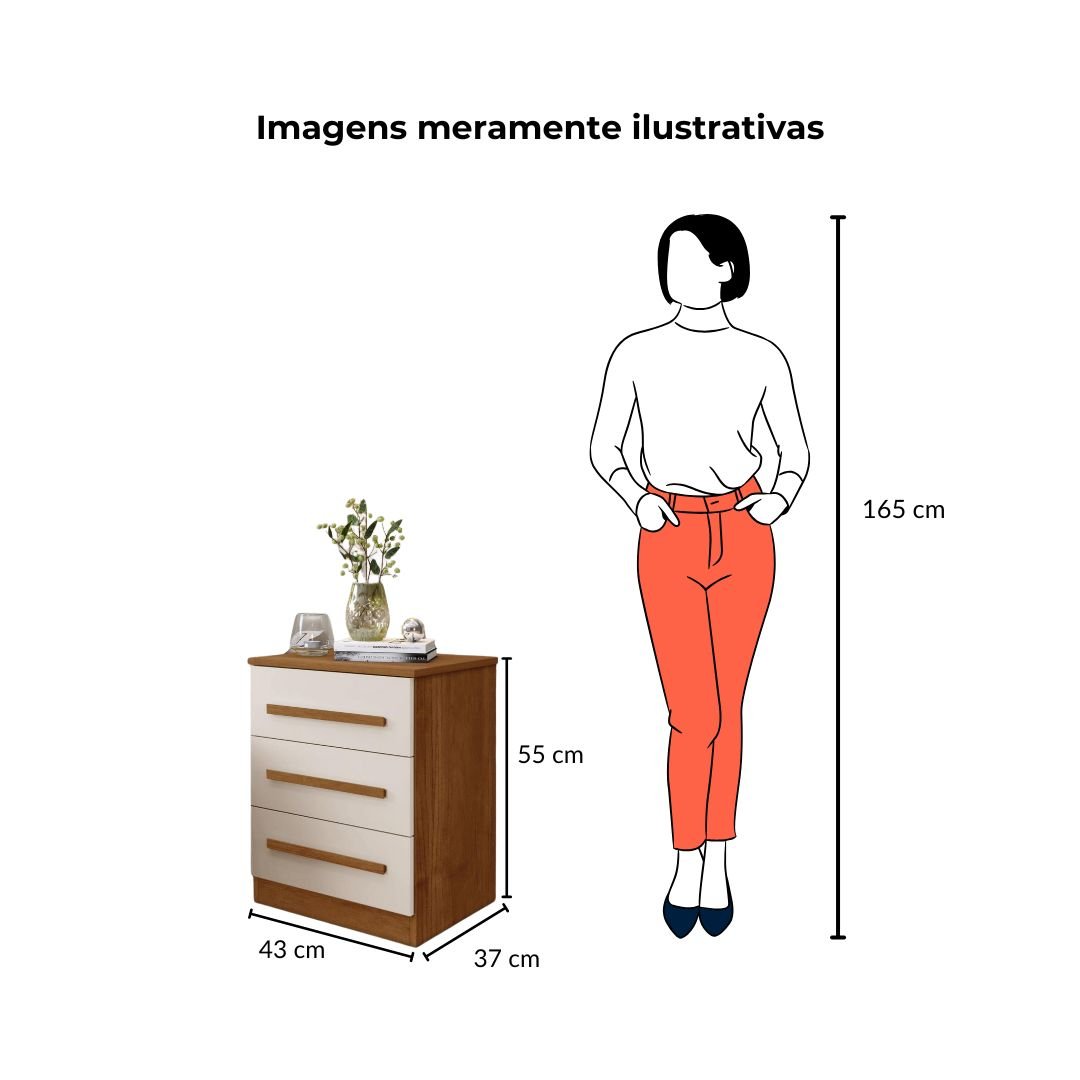 Mesa de Cabeceira Império Cinamomo/ Off - Benetil - 3