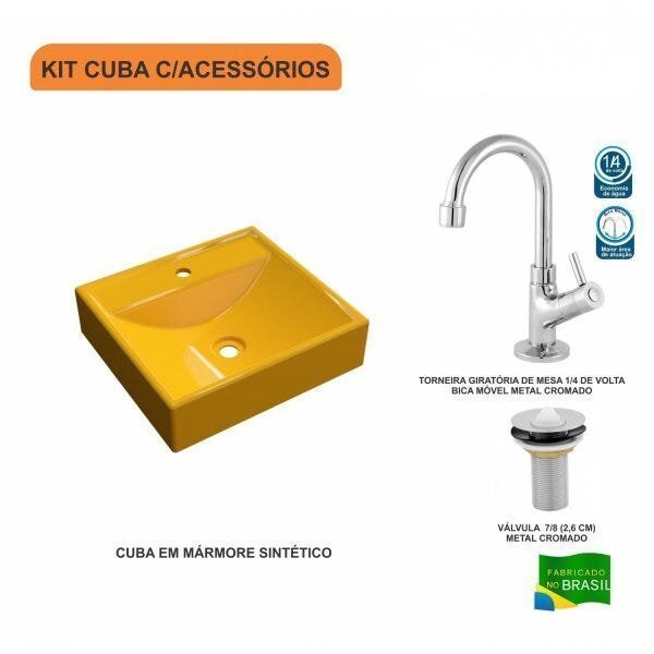 Kit Cuba Q39 com Torneira 1198 Metal e Válvula 1 Pol. - 3