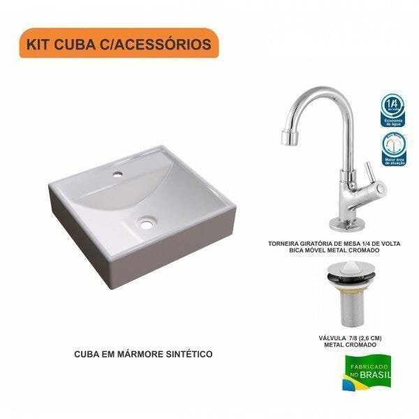 Kit Cuba Q39 com Torneira 1198 Metal e Válvula 1 Pol. - 3
