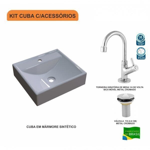 Kit Cuba Q39 com Torneira 1198 Metal e Válvula 1 Pol. - 3
