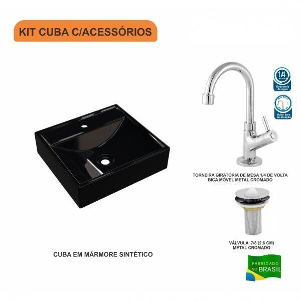 Kit Cuba Q39 com Torneira 1198 Metal e Válvula 1 Pol. - 3