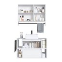 Ver imagem 2 de Conjunto para Banheiro Gabinete Suspenso 80cm com Cuba Espelheira com Toalheiro Branco