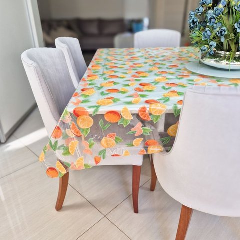 Toalha Pvc Estampada Transparente 5.0x1.4m Protetora Mesa 07