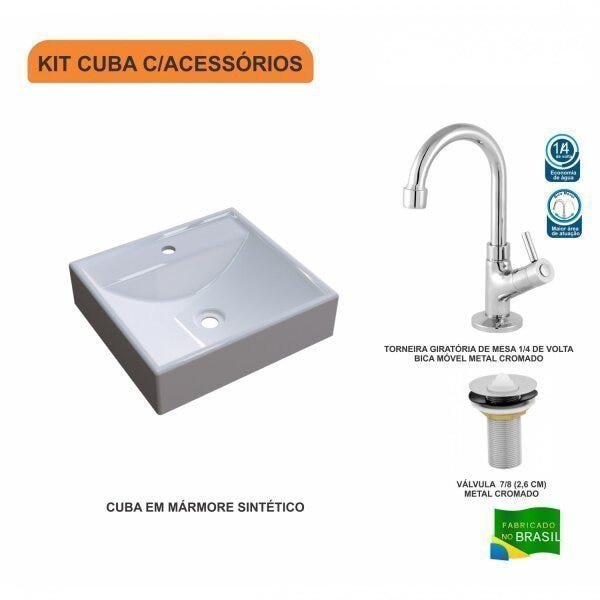 Kit Cuba Q39 com Torneira 1198 Metal e Válvula 1 Pol. - 3