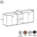 Ver imagem 2 de Armário Escritório F5 Office F5 4 Portas 2 Prateleiras MDP 200cm Nogal com Preto