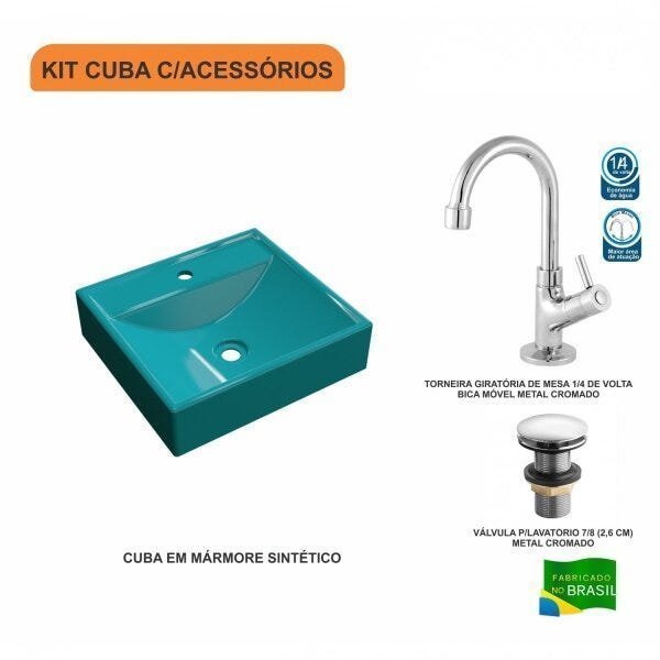 Kit Cuba Q39 com Torneira 1198 Metal e Válvula Click 1 Pol. - 3
