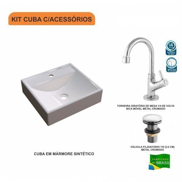 Kit Cuba Q39 com Torneira 1198 Metal e Válvula Click 1 Pol. - 3