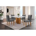 Ver imagem 1 de Conjunto Sala de Jantar Mesa Olímpia 90cm Mdf Canto Reto e 4 Cadeiras Liz Moderna