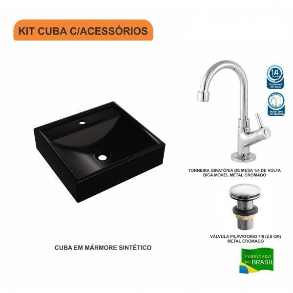 Kit Cuba Q39 com Torneira 1198 Metal e Válvula Click 1 Pol. - 3