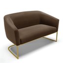 Ver imagem 1 de Sofá Namoradeira 2 Lugares Base Industrial Dourado Stella Suede Marrom D03 - D’Rossi