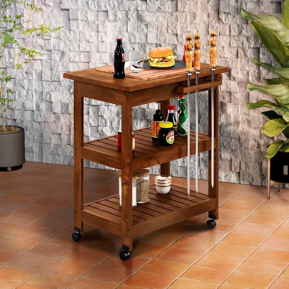 Mesa Móvel Churrasco Tábua Corte Imbuia Home Quality | MadeiraMadeira