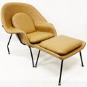 Ver imagem 1 de Poltrona Decorativa Womb Chair com puff cor Caramelo Pés Pretos