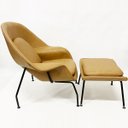 Ver imagem 3 de Poltrona Decorativa Womb Chair com puff cor Caramelo Pés Pretos