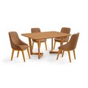 Ver imagem 2 de Conjunto Mesa Jantar 1,20m Amadeirado 4 Cadeira Verona Corino Caramelo Luxo