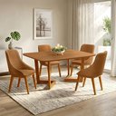 Ver imagem 1 de Conjunto Mesa Jantar 1,20m Amadeirado 4 Cadeira Verona Corino Caramelo Luxo