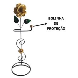Suporte Porta Papel Higiênico 1 Rolo em Ferro de Chão Artesanal com Rosas:bege - 3