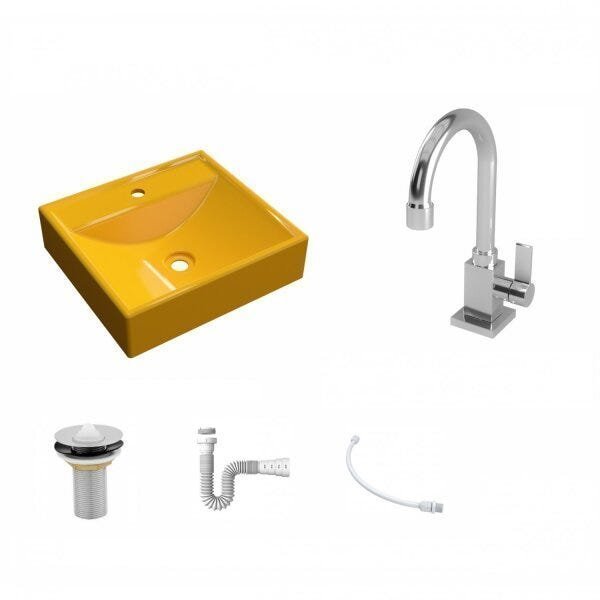 Kit Cuba Q39 com Torneira Luxo 1195 Metal 1 Pol. e Sifão PVC e Flexivel - 2