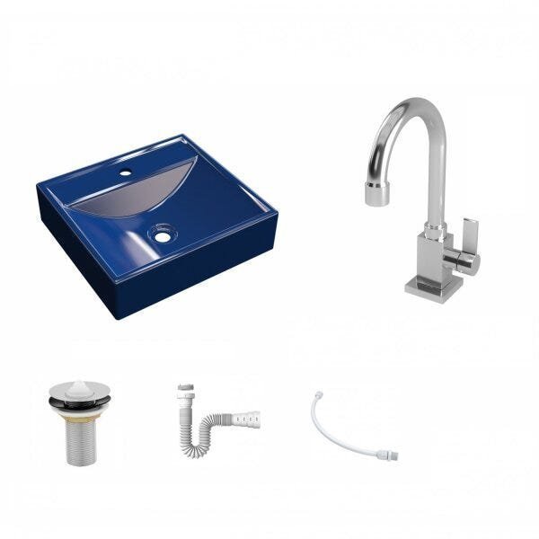 Kit Cuba Q39 com Torneira Luxo 1195 Metal 1 Pol. e Sifão PVC e Flexivel - 2