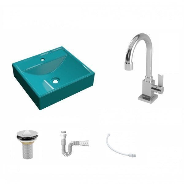 Kit Cuba Q39 com Torneira Luxo 1195 Metal 1 Pol. e Sifão PVC e Flexivel - 2