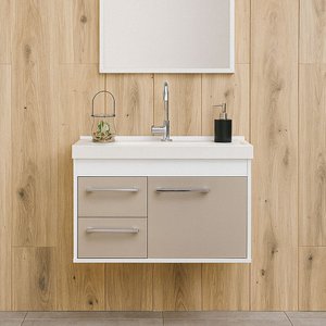Gabinete Armário para Banheiro 60cm Mdf com Cuba - Potenza Gianduia
