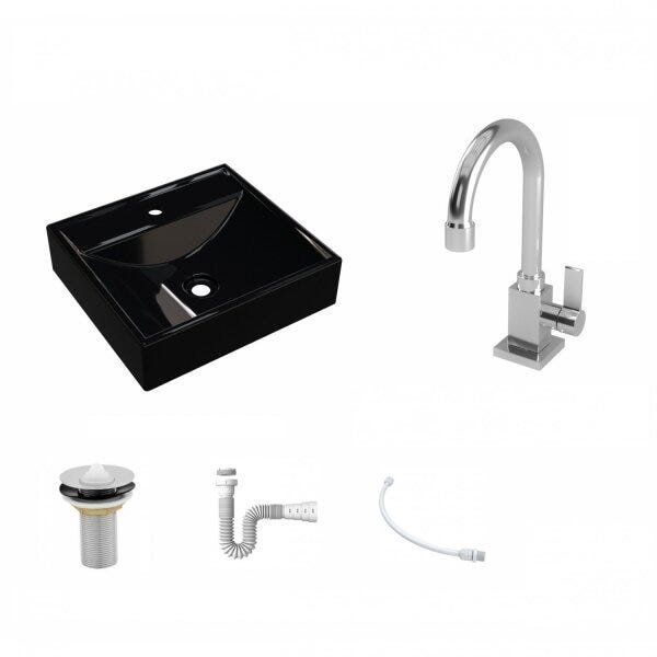 Kit Cuba Q39 com Torneira Luxo 1195 Metal 1 Pol. e Sifão PVC e Flexivel - 2