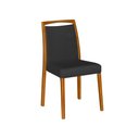 Ver imagem 2 de Mesa Jantar Luxo Jade 160x90cm Preto com 4 Cadeiras Estofadas Veludo Preto Base Madeira Maciça Mel