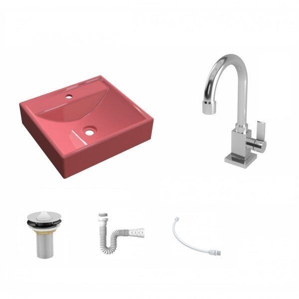 Kit Cuba Q39 com Torneira Luxo 1195 Metal 1 Pol. e Sifão PVC e Flexivel - 2
