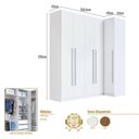 Ver imagem 3 de Guarda Roupa Modulado 100% MDF 2 Peças com Canto Reto 5 Portas Integrato Branco